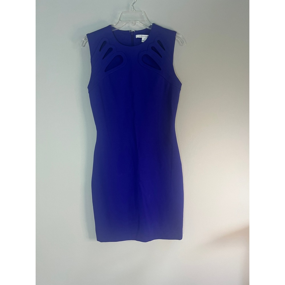 Diane von Furstenberg Royal Blue Cutout Sleeveless Sheath Dress Size 6